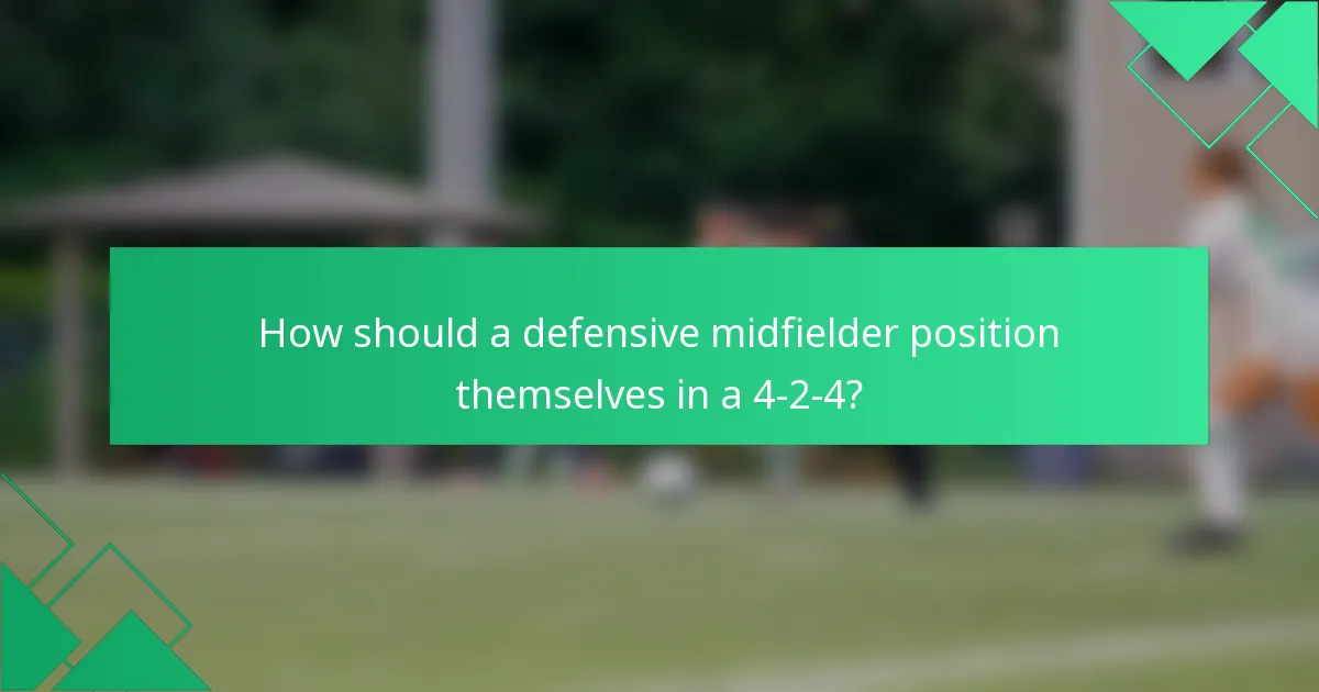 How should a defensive midfielder position themselves in a 4-2-4?